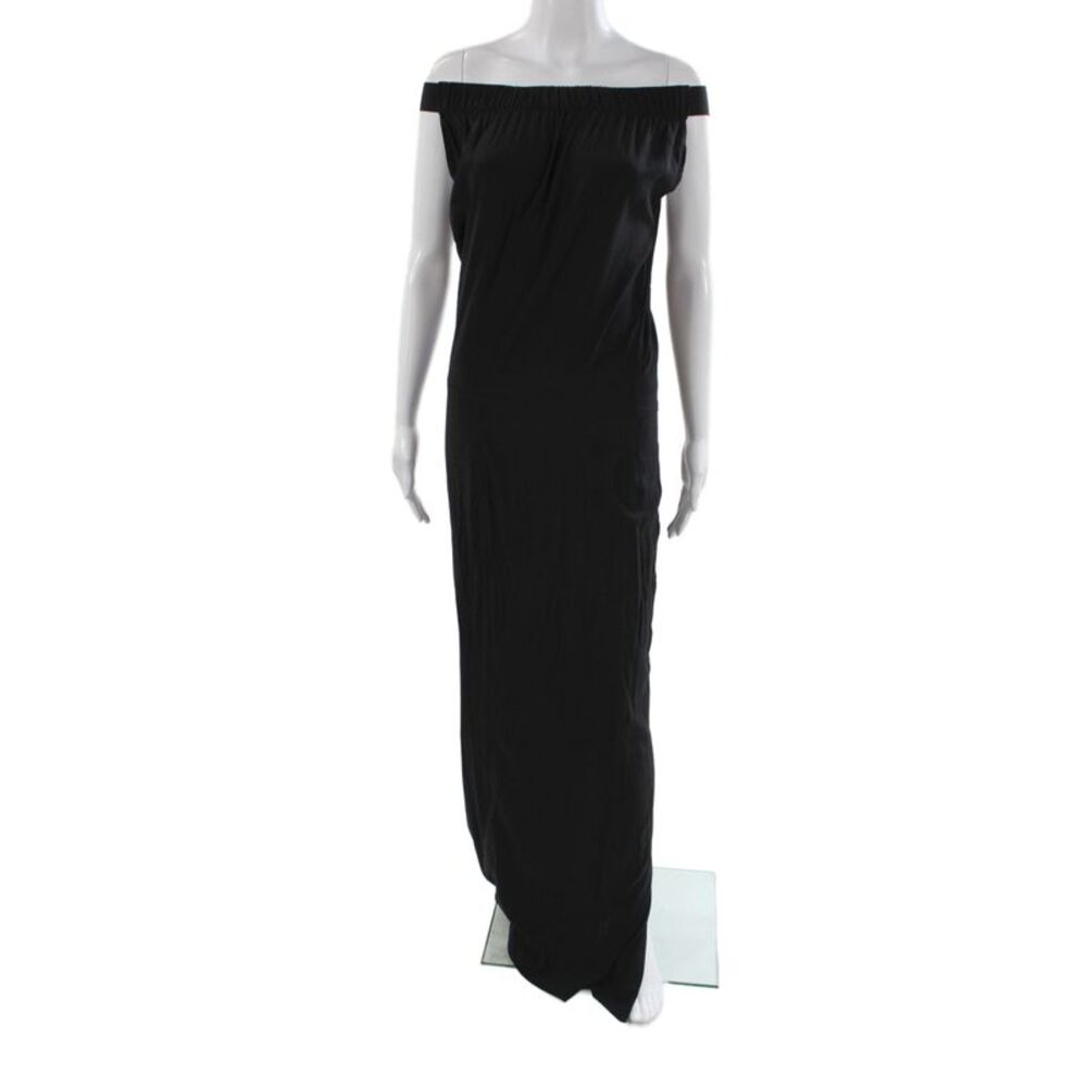 Maria + Cornejo Women Maxi Dress Black Off Shoulder Silk Sleeveless Size 2